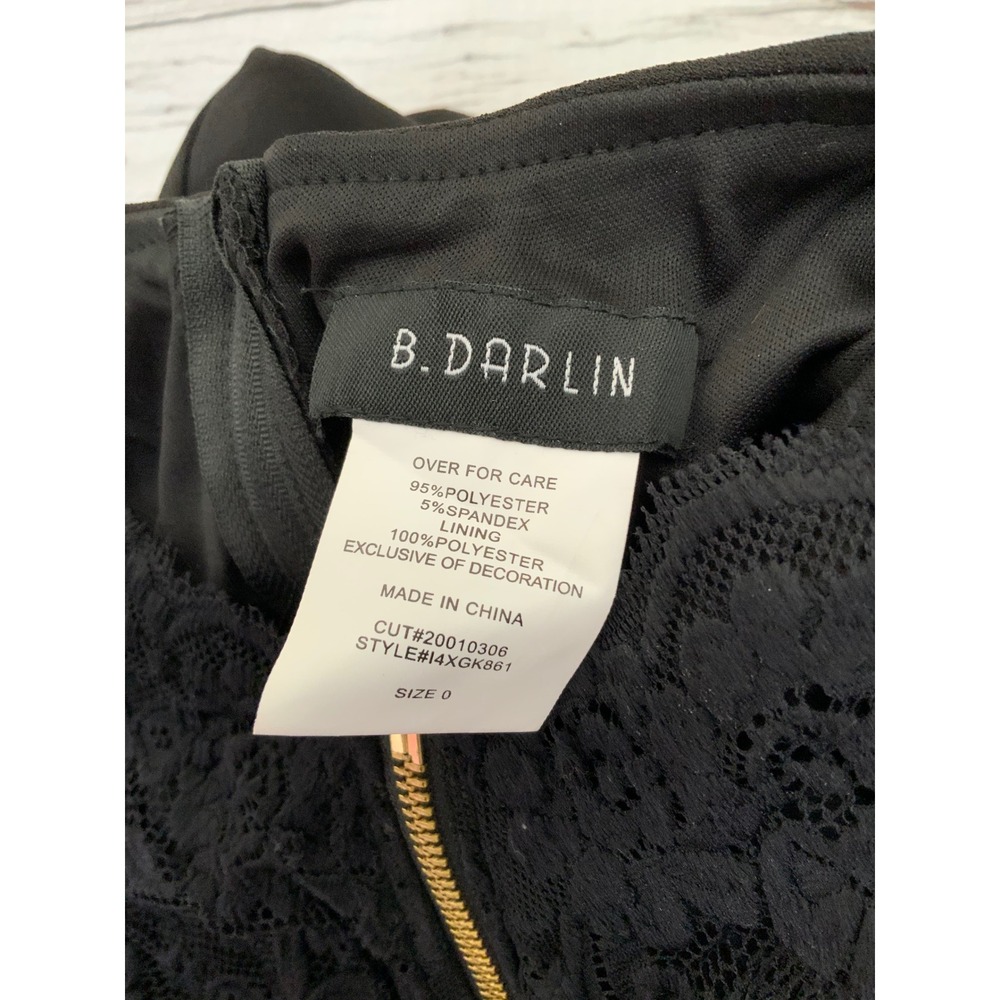 B. Darlin Black‎ Lace Racerback Tiered Fit and Flare Cocktail Dress Size 0 Prom - Picture 3 of 3